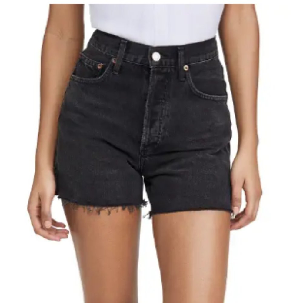 Agolde Dee Super High Rise Shorts - Black Denim (Size 28)
